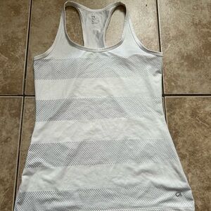 GAP White and Gray Striped Tank Top